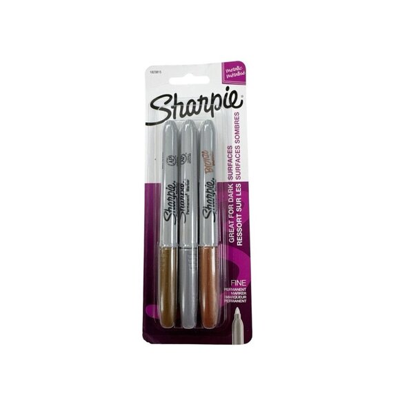 NEW Sharpie Metallic Marker Fine Tip 3 Pk Gold Silver Bronze Office School Home - Picture 6 of 7